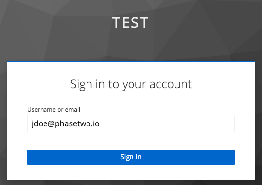 Keycloak Phase Two Magic Link Login Page