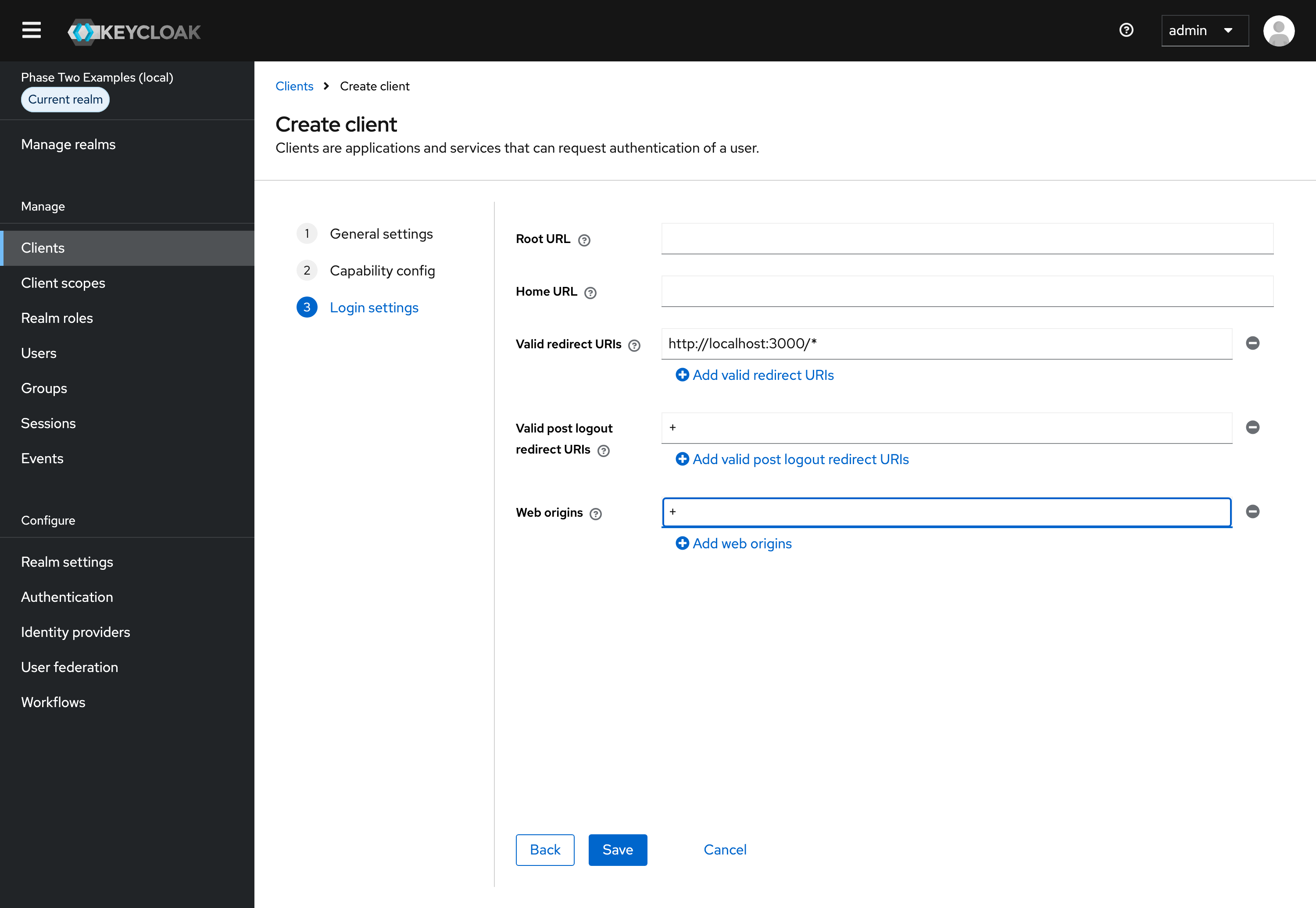 Keycloak OIDC Create Client Login Settings